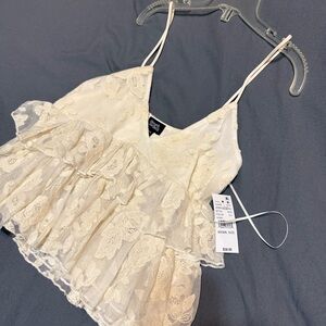 PacSun Cream Lace Tank Top